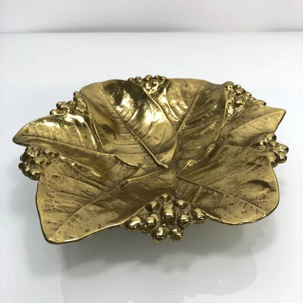 Lemon Leaves Brass Tray Virginia Metalcrafters - Picture 3 of 10